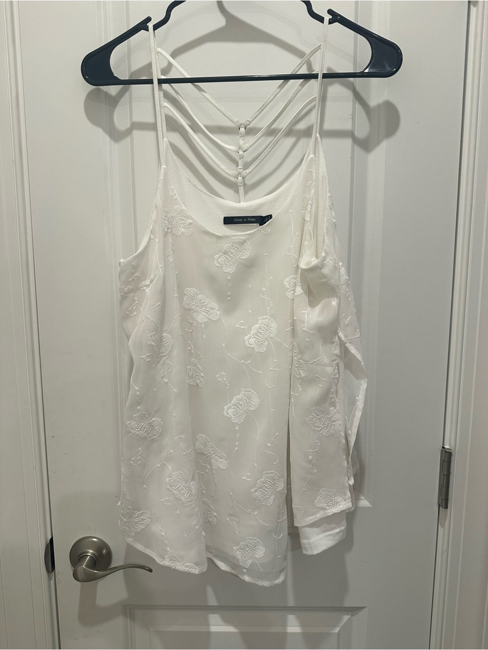 Doe & Rae White Strappy Tank Top